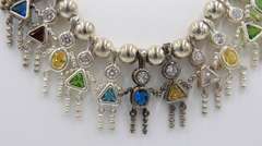 Vintage 925 Sterling Silver Birthstone Childred Figural Necklace