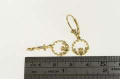 14K Yellow Gold Traditional Celtic Irish Claddagh Dangle Earrings