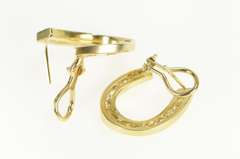 14K Yellow Gold 1.36 Ctw Diamond Curved Loop Statement Earrings