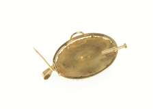 14K Yellow Gold Victorian Royal Blue Floral Enamel Pendant/Pin