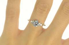 14K White Gold 0.90 Ctw Pear Aquamarine Diamond Engagement Ring