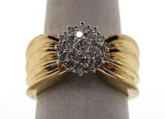 Magnificent Cluster Diamond Ring with Cushion style 14k Gold Band