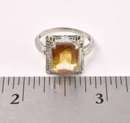 Vintage Citrine Ring In 14K White Gold