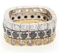 Dynamic 4.90ctw Black Top Light Brown and White Diamond Eternity Band Ring Set in 18K