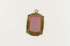 14K Yellow Gold Victorian Ornate Carnelian Squared Statement Pendant