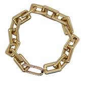 14KT SOLID YELLOW GOLD JUMBO LINK BRACELET WITH DIAMONDS- 1.40 CTTW OF DIAMONDS!