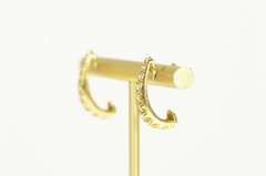 14K Yellow Gold 0.66 Ctw Diamond Semi Hoop Curved Bar Earrings