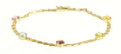 14K Yellow Gold Amethyst Topaz Citrine Triangle Link Chain Bracelet