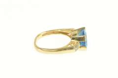 14K Yellow Gold Cushion Blue Topaz Diamond Accent Cocktail Ring