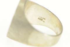 Sterling Silver Oval Ornate F Monogram CZ Initial Signet Ring