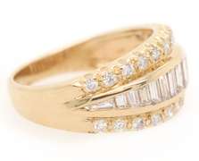 Outstanding 2.00ctw Baguette and Round Diamond Triple Row Ring