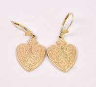 Lovely Heart Earrings In 14K Yellow Gold
