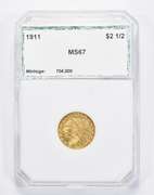 MS67 1911 $2.50 Indian Head Gold Quarter Eagle - Graded PCI