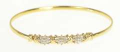 14K Yellow Gold 0.27 Ctw Diamond Flower Cluster Bangle Bracelet