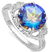 3.51 CT BLUE MYSTIC GEMSTONE SILVER RING