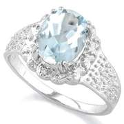 1.44 CT AQUAMARINE SILVER RING