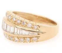 Outstanding 2.00ctw Baguette and Round Diamond Triple Row Ring