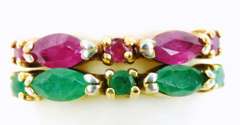 2 Sterling Vermeil Emerald & Ruby Stacking Rings, 6