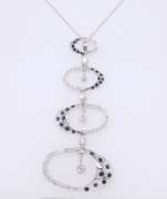 Dazzling 18kt White Gold Sapphire and Diamond Abstract Pendant on Chain