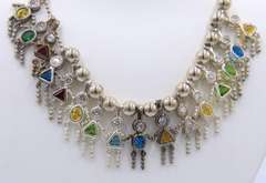 Vintage 925 Sterling Silver Birthstone Childred Figural Necklace