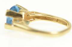 14K Yellow Gold Cushion Blue Topaz Diamond Accent Cocktail Ring