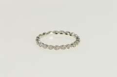 14K White Gold Ornate Scalloped Diamond Wedding Band Ring