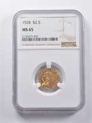 MS65 1928 $2.50 Indian Head Gold Quarter Eagle NGC