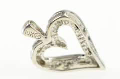 10K White Gold Diamond Inset Heart Classic Love Symbol Pendant