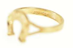 14K Yellow Gold Horse Shoe Diamond Cut Good Luck Lucky Ring