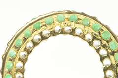 10K Yellow Gold White Sapphire Emerald Circle Halo Journey Pendant