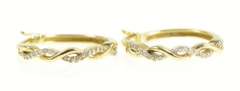 10K Yellow Gold Diamond Twist Design 17.8mm Hoop Earrings