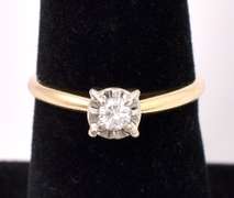 Solitaire Diamond Ring In 14K Yellow Gold