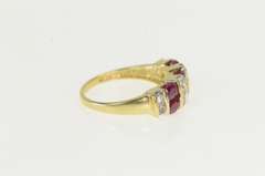 14K Yellow Gold 2.00 Ctw Natural Ruby CZ Vintage Statement Ring