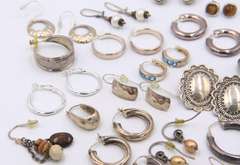 Group Lot of Vintage 925 Sterling Silver Earrings