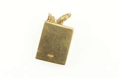 14K Yellow Gold Retro 3D Skull Crossbones Cigarette Pack Charm/Pendant