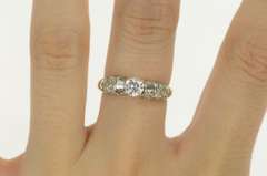 14K White Gold 0.71 Ctw Diamond CZ Center Travel Engagement Ring