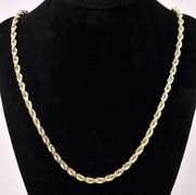 Sparkling Hollow Rope Chain Necklace In 14K Yellow Gold
