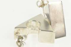 Sterling Silver Squared Geometric Pattern Triangle Hoop Earrings