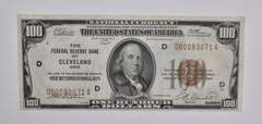 1929 $100 Cleveland, OH United States National Currency Note