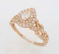 Petite 14k Rose Gold Diamond Floral Ring