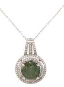 4.00ctw Irradiated Green and White Diamond Double Halo Pendant Necklace
