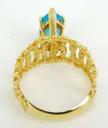 Stellar 14K Blue Topaz Wide Ring, Size 7