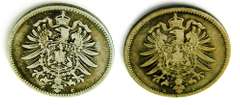 2 German Silver 1 Mark Coins, 1875