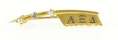 10K Yellow Gold Alpha Xi Delta Seed Pearl Diamond Bar Pin/Brooch