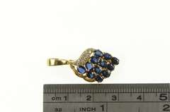 14K Yellow Gold Vintage Natural Sapphire Diamond Cluster Pendant