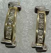 BRAND NEW 14K YELLOW GOLD AND DIAMOND EARRINGS.