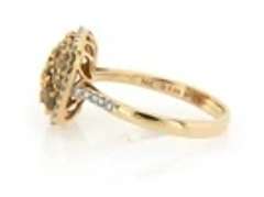 Dreamy Yellow Gold Multi Colored Diamond Cluster Ring