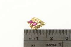 10K Yellow Gold Marquise Ruby Cluster Tear Drop Classic Pendant