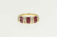14K Yellow Gold 2.00 Ctw Natural Ruby CZ Vintage Statement Ring
