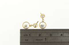 14K Yellow Gold Round Cubic Zirconia Dangle Statement Earrings